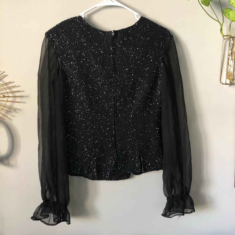 Sparkle beaded puff sleeve shirt